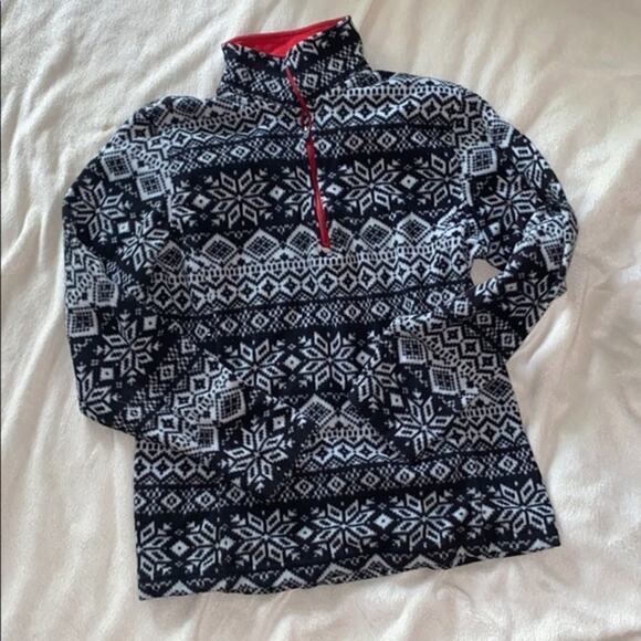 Lands’ End Snowflake Fleece Quarter-Zip Fleece | Sz XS - Picture 2 of 4
